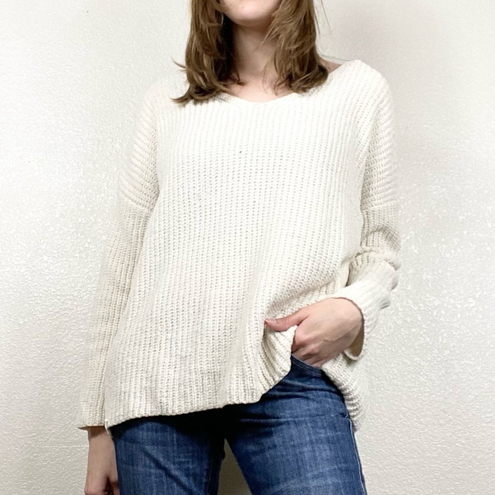 Another One Cream Wool Blend Chenille Sweater